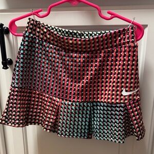 Nike Pink, Black & Turquoise Checkered Skater Tennis Skirt and white Nike shirt